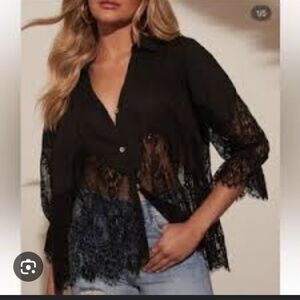 Anthropologie Black Lace Blouse